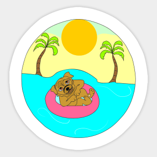 Pug resting on the sea Sticker